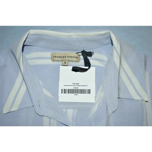 B0 NWT FRANCES AUSTEN The Stripe Button Down Halogen Blue/White Blouse Sz S $185 - Picture 6 of 7